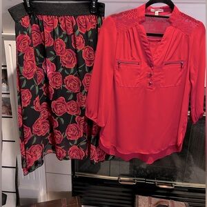 LULAROE Madison floral midi skirt large EUC